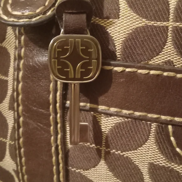 Fossil Brown And Cream Shoulder Bag EUC
